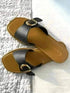 Womens Black Buckled Flats